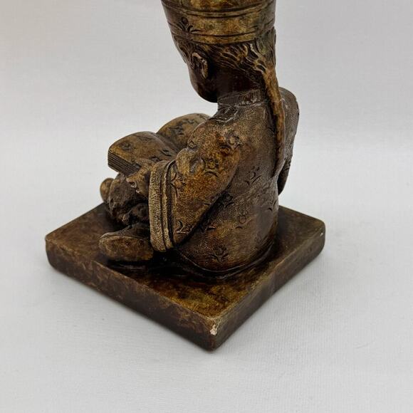 Vintage Oriental Asian Boy & Girl Reading Bookends Chalkware 1960's Brown - Picture 8 of 10